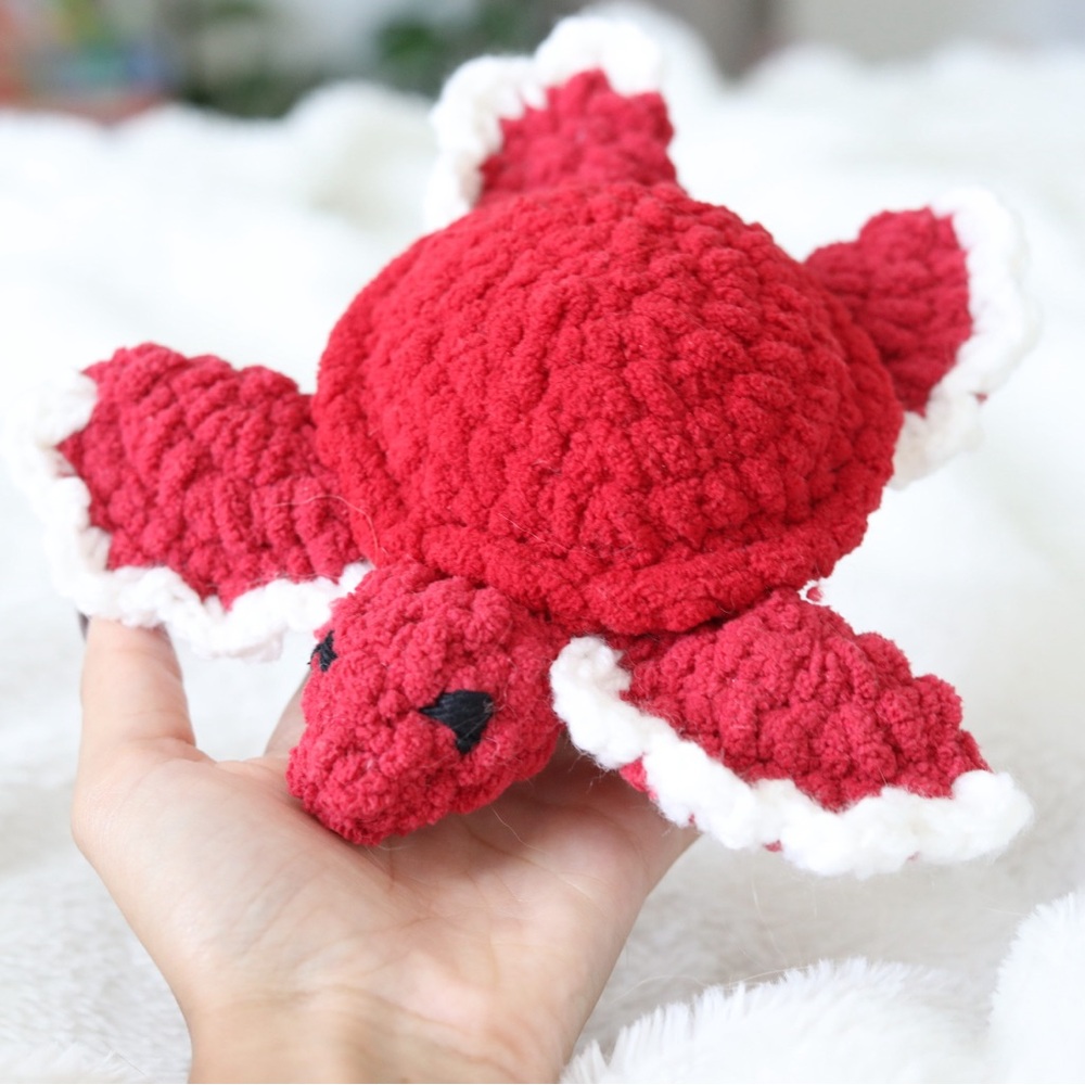 Red and White Plush Turtle Toy